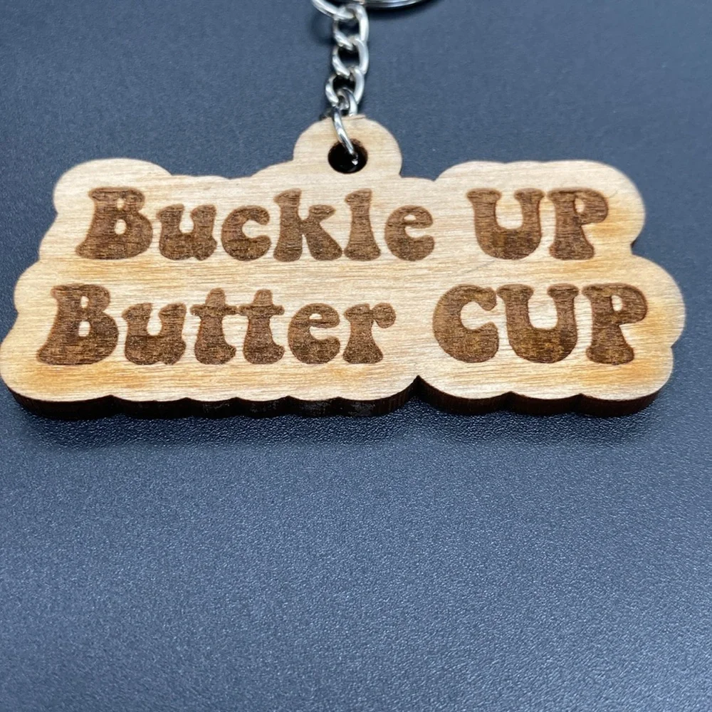Item 645 Wooden Butter Up Butter Cup Keychain